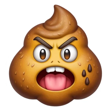 Poop emoji with mad face sticker