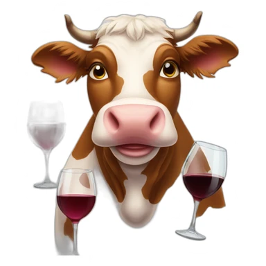 Three smiley cows with three glasses of wine sticker