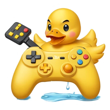 Rubber ducky angrily button smashing video game controller playing video game sticker