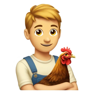 Hen and boy sticker