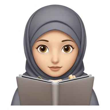 A girl with a gray hijab and hazel eyes is holding a MateBook laptop. sticker