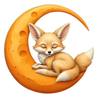 fennec sleeping on a moon sickle  sticker
