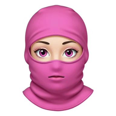 baggy stylish 3 hole balaclava pink in colour with girly eyes showing through the eye holes of the balaclava with beautiful eyelashes on  sticker