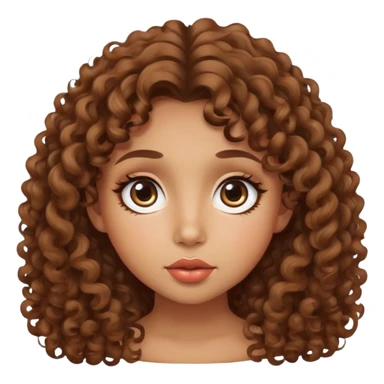 Uma garota morena um pouco amarela, de cabelo médio bem cacheado, olhos e lábios grandes, rosto um pouco arredondado e armonico  sticker