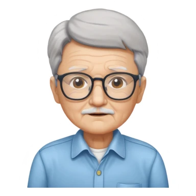 elderly with glasses and shirt sticker