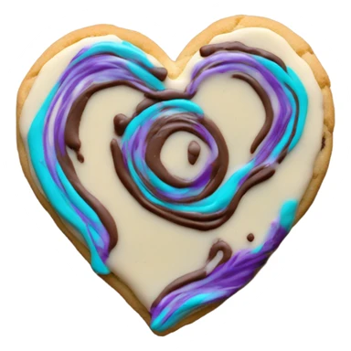 Purple teal chocolate chip heart cookie sticker