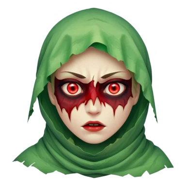Cursed: Torn wrappings, glowing red eyes, green mist around.
 sticker