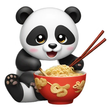Panda eating ramen with chopsticks  sticker
