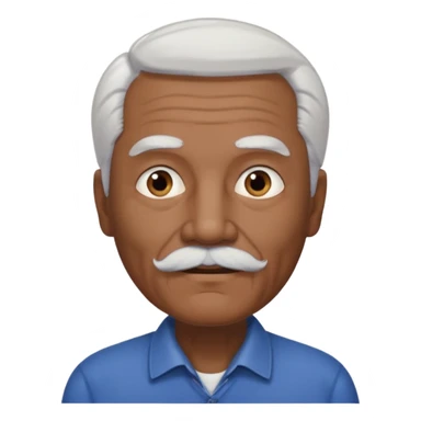 An elderly man emoji with medium-dark skin, swept-back white hair, thick eyebrows, and a short straight white mustache. sticker