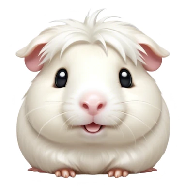 Cinematic Comical White Guinea Pig Portrait Emoji, Head tilted dramatically with an exaggeratedly amused expression, featuring a glossy, pristine white fur with an adorably scrunched face, wide, expressive dark eyes filled with playful disbelief, Simplified yet hilariously expressive features, highly detailed, glowing with a slightly sassy glow, high shine, dramatic yet playful, stylized with an air of cheeky mischief, bright and endearing, soft glowing outline, capturing the essence of a spirited and over-the-top guinea pig, so meme-worthy it feels like it could side-eye its way into internet fame instantly! sticker