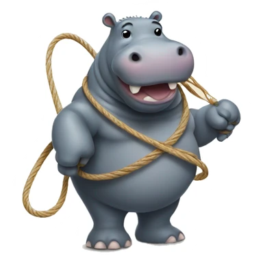 Hippo holding a lasso sticker