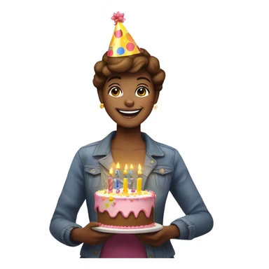 Susie celebrating her birthday sticker