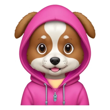 Dog wearing a neon pink hoody sticker