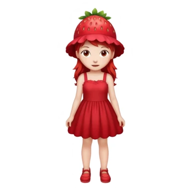 Strawberry shortcake human girl full body and legs with a strawberry hat on her red hair and dress without a cake sticker