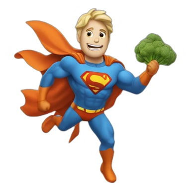 superheroe flying with carrot in his hand sticker
