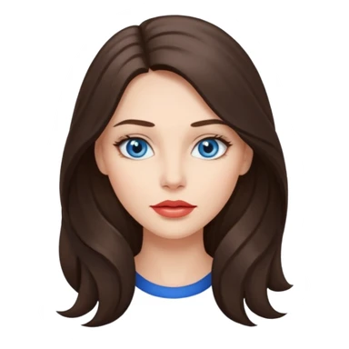 Woman with fair skin long brunette hair grey blue eyes and full lips sticker