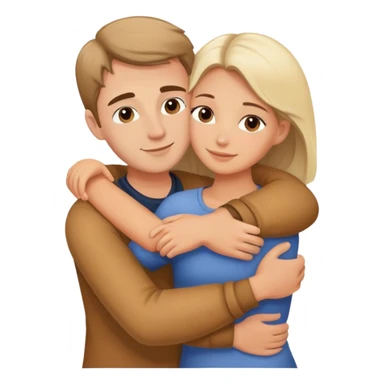 Caucasian people hugging each other, friendship, warm embrace sticker