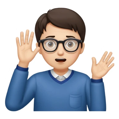 shocked face with glasses and a hang pulling them down sticker