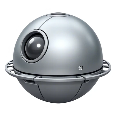 a simple, spherical spaceship shaped like a ball, with a smooth surface and minimalistic details. Use a plain background. sticker