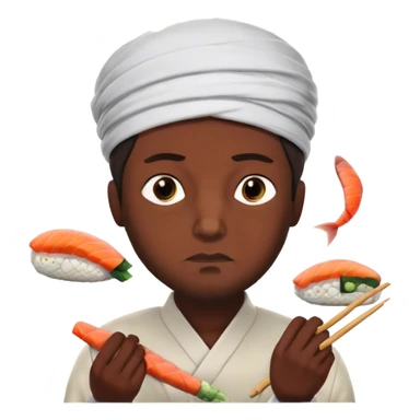 Muslim man thinking about sushi, sushi on his mind thinking bubble sticker
