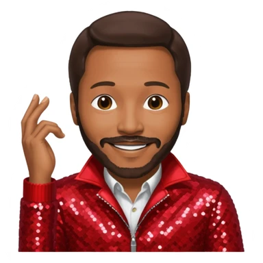 Marvin Gaye with dark brown hair, red sequin outfit sticker
