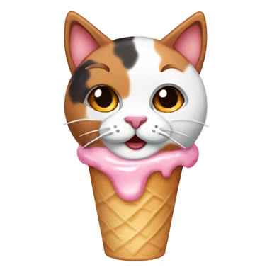 calico cat with icecream sundae  sticker
