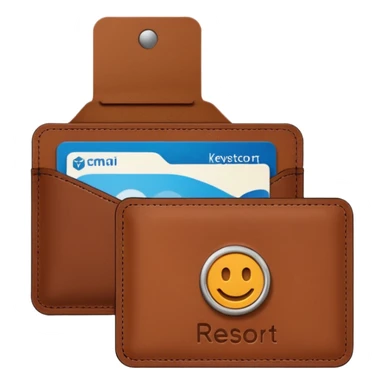Resort Keycard & Holder: A sleek magnetic keycard paired with a leather card holder embossed with the resort logo.
 sticker