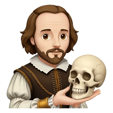 Shakespeare holding a skull referencing Hamlet sticker