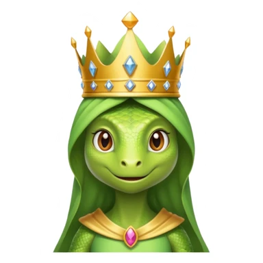 Female lizard wears crown gown sticker