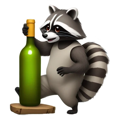 Racoon stealing a giant bottle of wine sticker