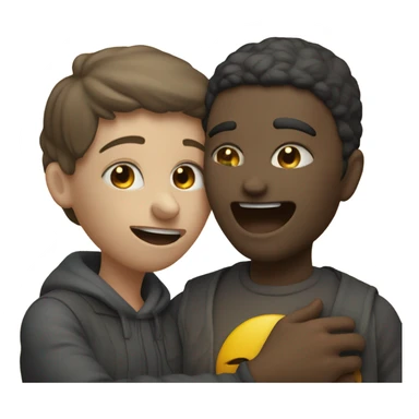 someone hugging someone with a malicious smile behind his back and shushing sticker