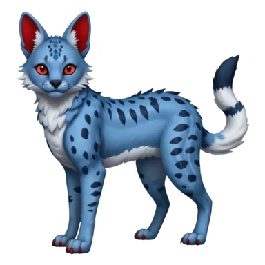 Blue serval-Trico-Nargacuga-sergal-hybrid-animal-creature with red eyes sticker