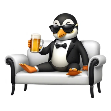 Pinguin from Madagascar in sunglasses drinking beer on a chaise longue sticker