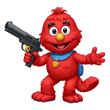 Elmo with gun sticker