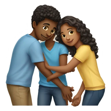 Four siblings putting hands together  sticker