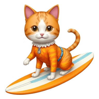 cat surfing in hawaian costum sticker