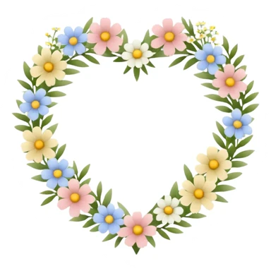 Natural cottage core aesthetic minimal flower crown in a heart shape sticker