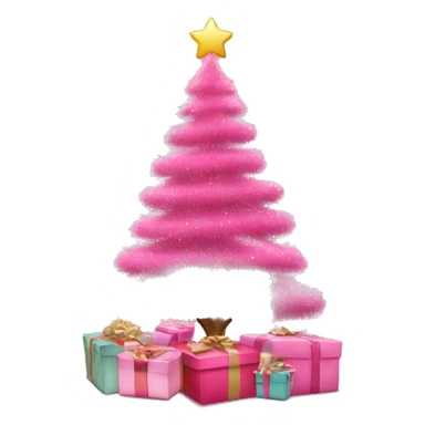A pink Christmas tree with pink presents  sticker