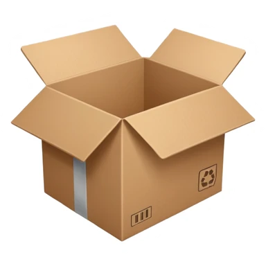 Minimal line-art icon of a shipping box, simple modern style, clean outlines, slightly 3D, no background, transparent, represents “reselling / e-commerce / flipping items” sticker