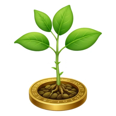 plant sprouting from a coin sticker
