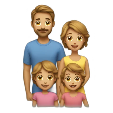 parents and 3 kids sticker