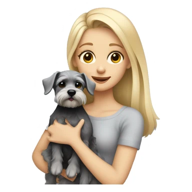 Blonde girl holding a baby schnauzer  sticker