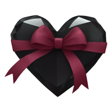 crystal black heart wrapped in a burgundy bow sticker