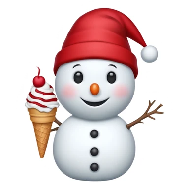 snowman wearing red cap with ice cream  sticker