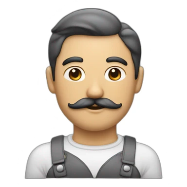 homme avec moustache carré et cheveux noirs avec une raie sticker