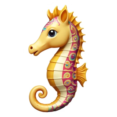Cinematic Realistic Comical Sea Horse Portrait Emoji, Head tilted dramatically with an exaggeratedly amused expression, featuring a striking, finely detailed body with bold, whimsical patterns and wide, expressive eyes full of playful disbelief, rendered with natural, vibrant hues and realistic texture; high shine, dramatic yet playful, styled with an air of cheeky aquatic mischief, soft glowing outline, capturing the essence of a spirited and over‐the‐top sea horse that looks ready to bob its way into viral fame! sticker