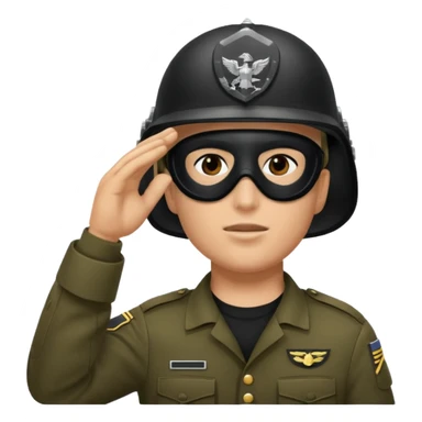 Soldier saluting with helmet + black mask sticker