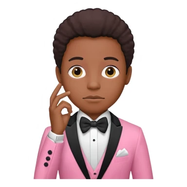 ambitious thinking about moneyemoji, black person, pink tuxedo sticker