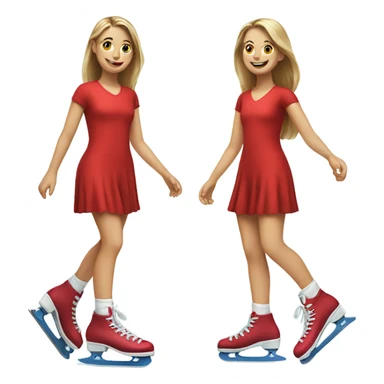 smiling girl in red dress on skating shoes  sticker