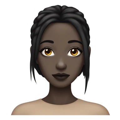 Black hair pale girl with eyeliner and septum peircing sticker